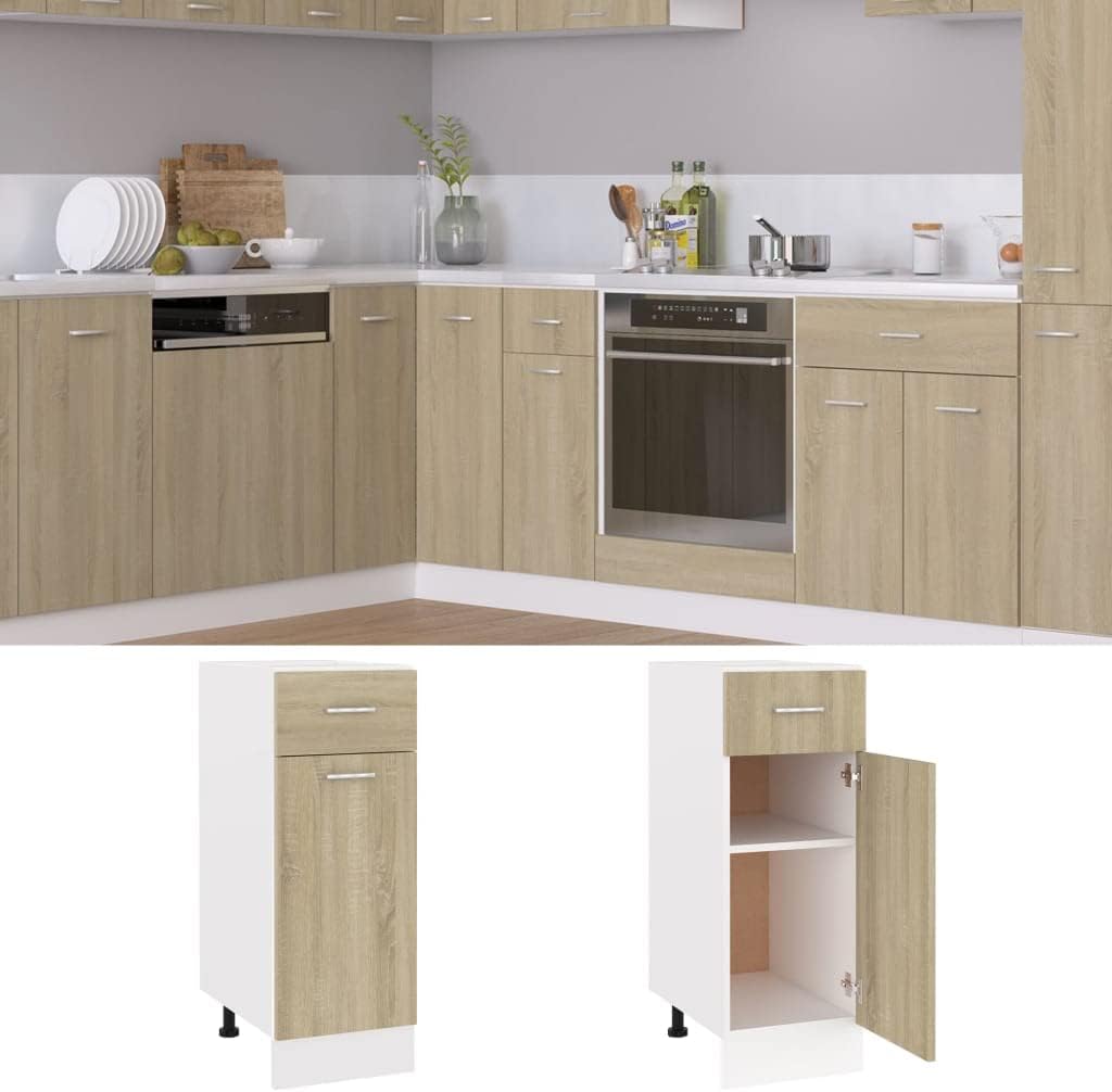 homiuse Schubunterschrank Sonoma-Eiche 30x46x81,5 cm Holz Kommode KüChenschrank Kommode Mit Schublad