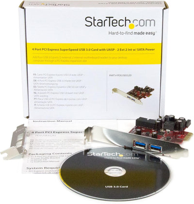 StarTech.com 4 Port USB 3.0 PCI Express-Karte - 2 Externe und 2 Interne mit SATA Power - PCIe SuperS