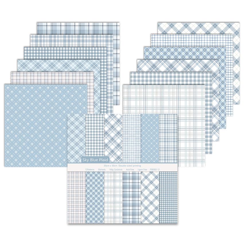 36 Blatt Scrapbook Papier, 30 x 30 cm, 12 Designs Muster Papier, Bastelpapier Muster, Craft Papiers