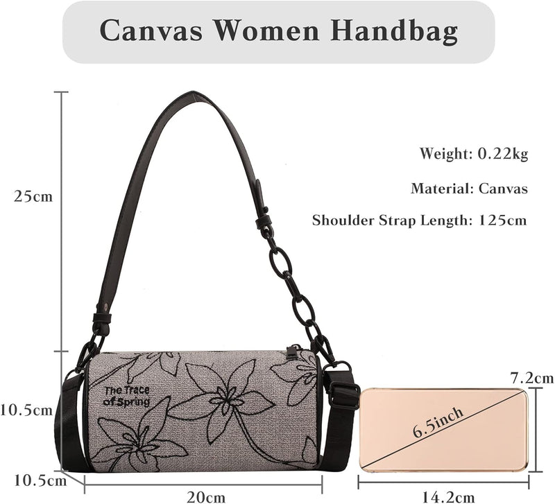 CORIOS Mode Damen Henkeltaschen Zylindertasche Canvas Umhängetaschen Casual Schultertaschen Messenge