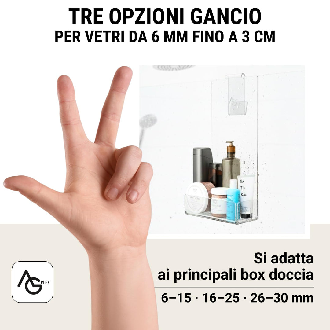 Agplex Duschablage zum Aufhängen, Transparente Acrylglas Duschgel- und Shampooablage - Seifenhalter