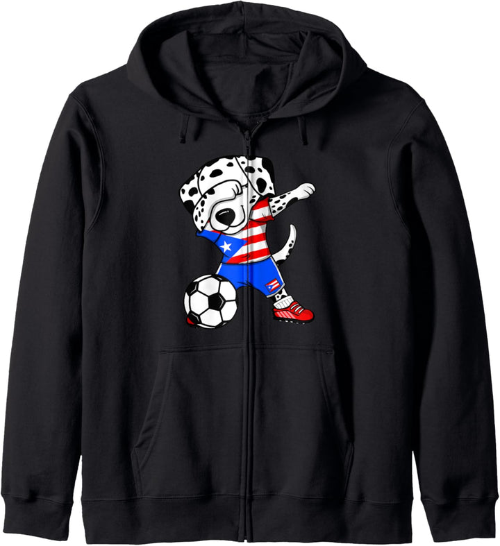 Dab Dalmatiner Puerto Rico Fussball Puerto Ricanische Flagge Kapuzenjacke
