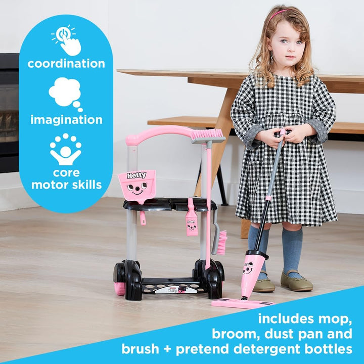 Casdon Hetty Cleaning Trolley , Hetty-Inspired Toy Cleaning Trolley For Children Aged 3+ , Wheels Ar