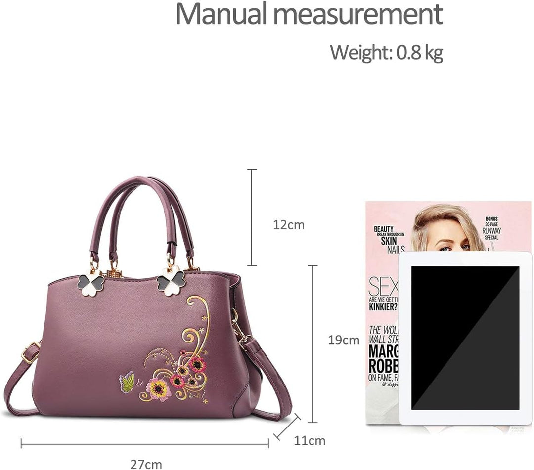NICOLE&amp;DORIS Handtaschen Damen Mode Schultertasche Geldbörse Retro Umhängetasche Frau Tote Stickerei