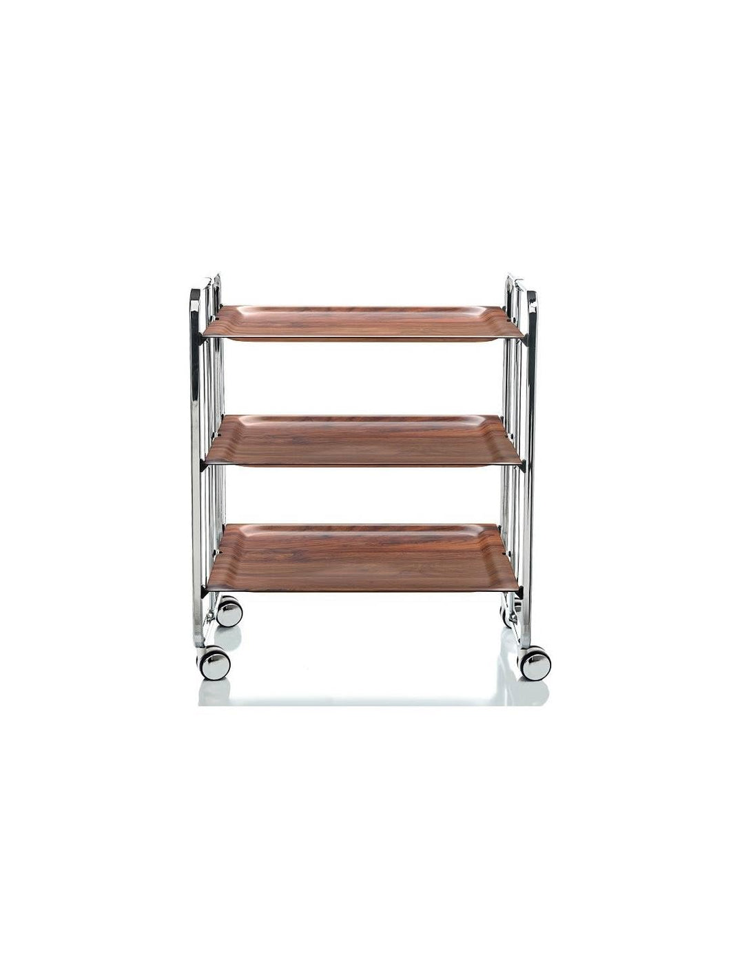 DON HIERRO - Servierwagen klappbar, Bauhaus, 3 Böden. Chromrahmen.-Zedernholz