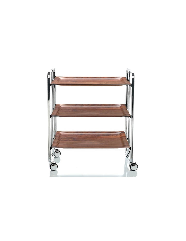 DON HIERRO - Servierwagen klappbar, Bauhaus, 3 Böden. Chromrahmen.-Zedernholz