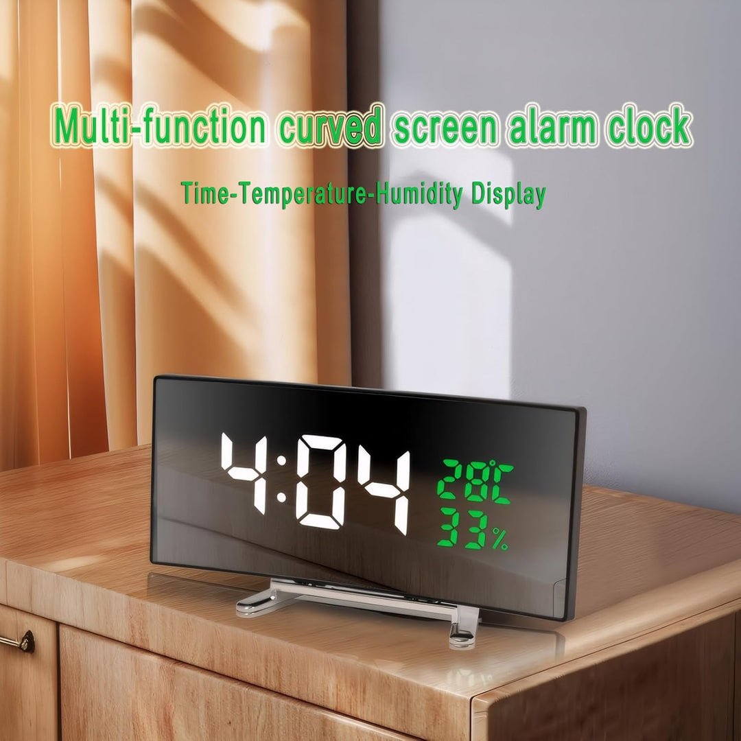 Lancoon LED Digitalwecker mit Temperatur Luftfeuchtigkeitsanzeige 6 Zoll gebogener Bildschirm Snooze