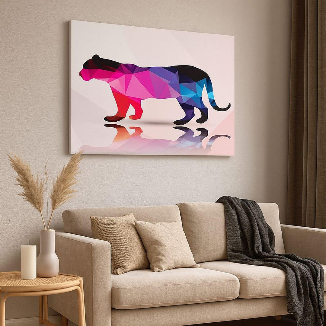 Bilder auf Leinwand 100x70cm Leinwandbild Tiger Illustration modern Grafik Gross Wanddeko Bild Schla