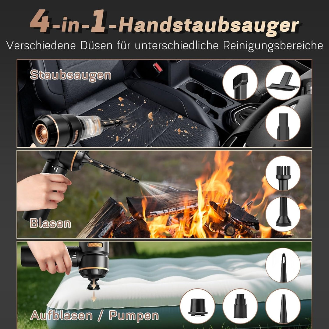 4-in-1 Handstaubsauger Akku,22000Pa Autostaubsauger mit Bürstenloser Motor,3-Gang 180000 U/min Hands