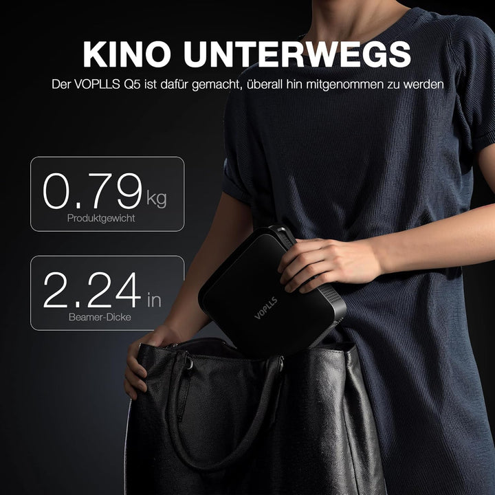 Smart Beamer【800ANSI ＆ Offizielle App】 Mini Projektor mit Autofokus ＆ Trapezkorrektur, VOPLLS Full H