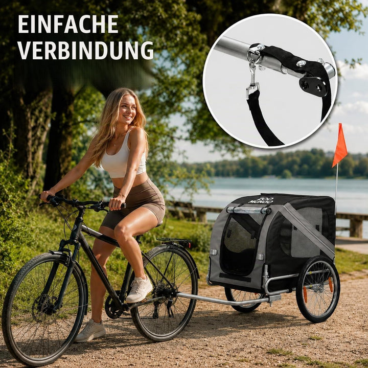 zoomundo Fahrradanhänger Hundeanhänger für Hunde-Transport Silver Frame Dunkelgrau/Schwarz, Dunkelgr
