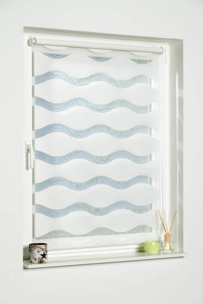 K-home Klemmfix Doppelrollo "Welle" ohne Bohren - Weiss 100 cm x 150 cm (B x L) 100 x 150 cm Weiss,