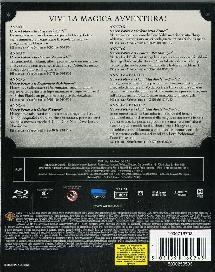 Harry Potter (1,7 B Nuova Edt.) (Box 8 Br), Blu-ray