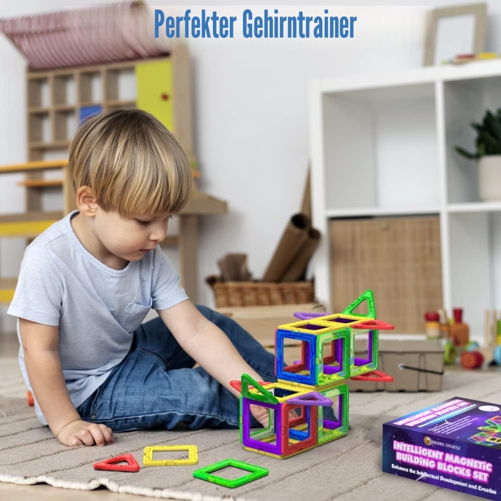 Desire Deluxe Magnetische Bausteine Magnet Montessori Spielzeug für Kinder 30PC Set Teilen ab 3 4 5