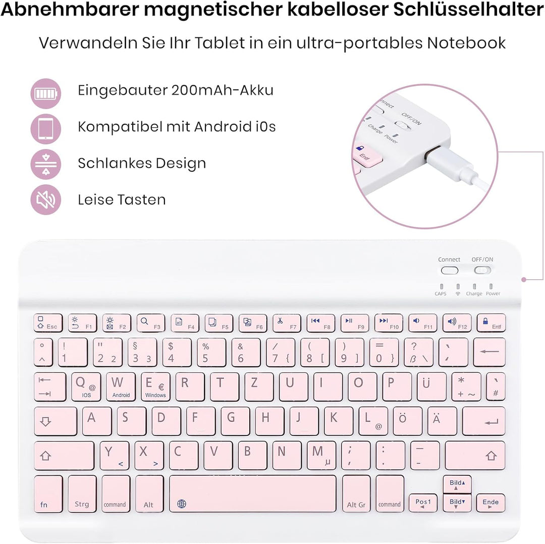 Tastatur Hülle für Lenovo Tab 10.1 Zoll 2025, Bluetooth Magnetisch Abnehmbarer QWERTZ Keyboard für L