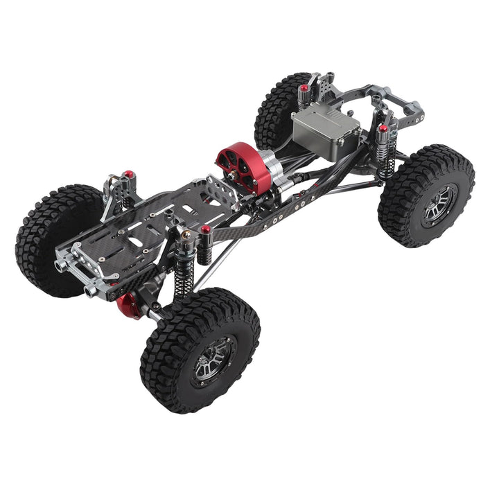 Tonysa RC Auto Rahmen 313mm Radstand RC Frame, RC Crawler Car mit Reifen, Aluminiumlegierung Kohlefa