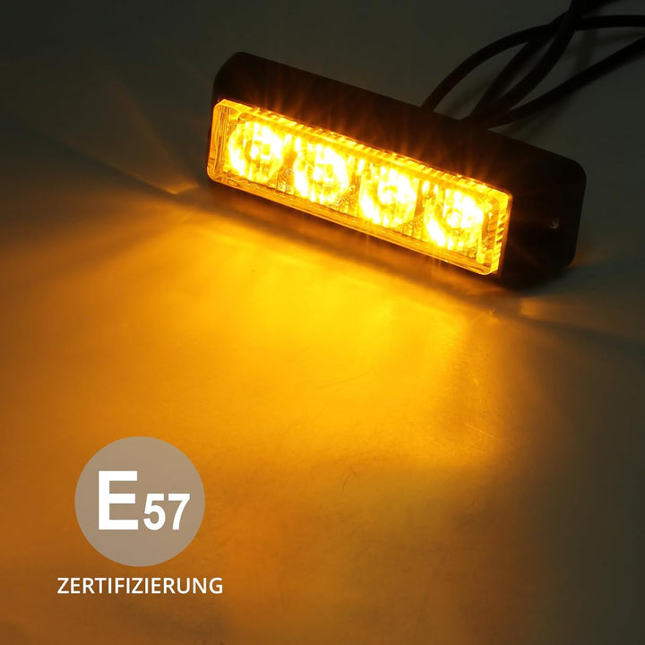 Justech 4er Warnlicht Stroboskoplicht Bernstein Warnung Beacon Mit KFZ-Ladegerät Notfall Licht Achtu