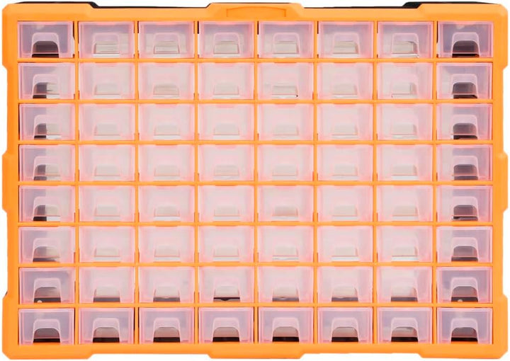 Myheimly Multi-Schubladen-Organizer mit 64 Schubladen 52x16x37,5 cm Orange und Schwarz 64 Schubladen