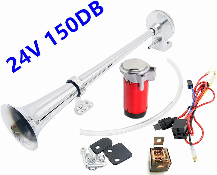 Autohupe Air Horn Lufthupe 150DB Hupe 45cm LKW-Hupe Autolautsprecher Chrom Zink Einzeltrompete Rote