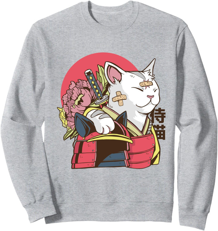 Coole Samurai-Krieger-Katze l Lustige japanische Kunstgrafik Sweatshirt
