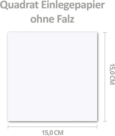 250x einfaches Einlege-Papier für quadratische Karten - weiss - 150 x 150 mm - ohne Falz - hochwerti
