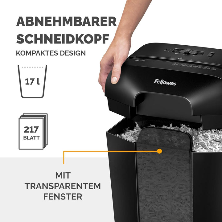 Fellowes Aktenvernichter 9 Blatt (P4), Papierschredder mit Partikelschnitt für Homeoffice, Powershre