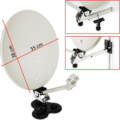 PremiumX Camping SAT Anlage HD TV Satelliten Receiver Single LNB 10m Kabel 2X F-Stecker kompakt im K