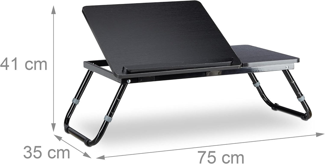 Relaxdays 3 x Laptoptisch fürs Bett, verstellbar, Betttablett klappbar, Leseklappe und Ablage, HxBxT