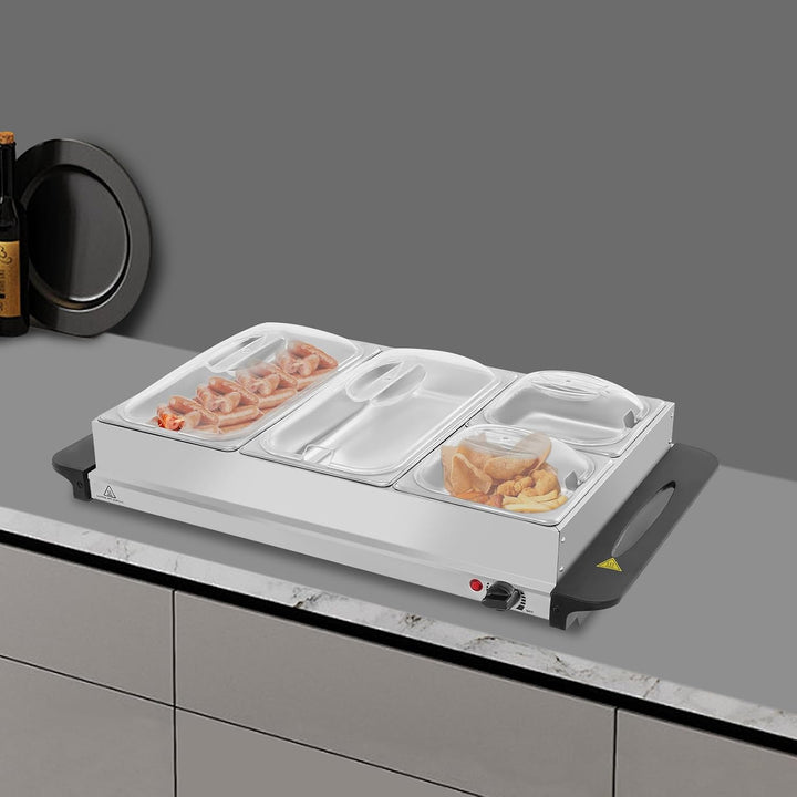 Buffet Speisewärmer Buffetwärmer mit 4 Herausnehmbaren Tabletts &amp; Warmhalteplatte, Buffet Wärmer 300