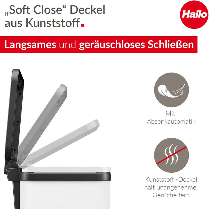 Hailo Öko uno Plus M, Mülleimer aus Stahlblech/Kunststoff, 17 Liter, grosser Öffnungswinkel, Deckeld
