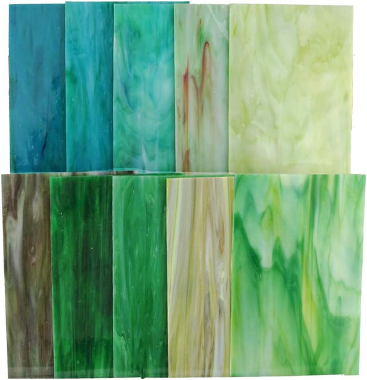 Lanyani 10 Blatt Vielfalt Buntglas-Blätter, 10,2 x 15,2 cm grosse Kathedrale Glasmosaikfliesen zum B