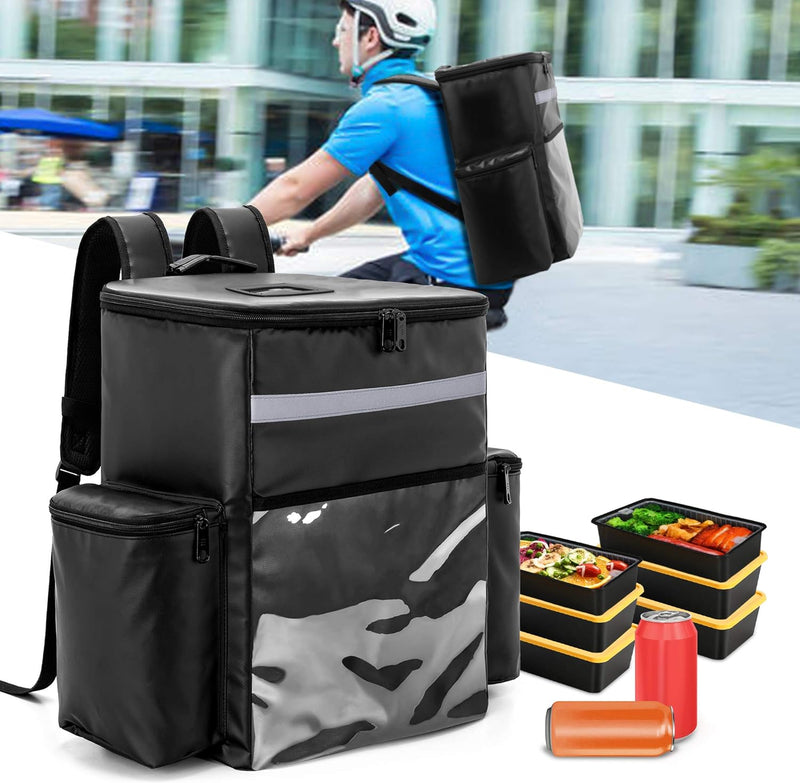 Trunab Kühltasche Lieferrucksack Isoliert Schwarz, Wasserdichter Insulated Bag Thermorucksack Transp