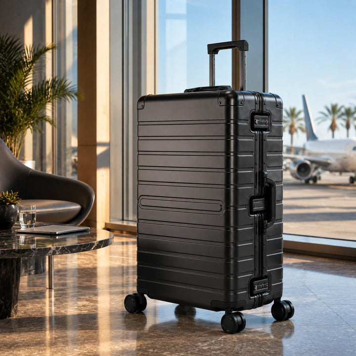 Travelhouse Oslo Alu Reisekoffer Schwarz L-75cm Hartschalenkoffer Reisetrolley Suitecase Trolley 2X