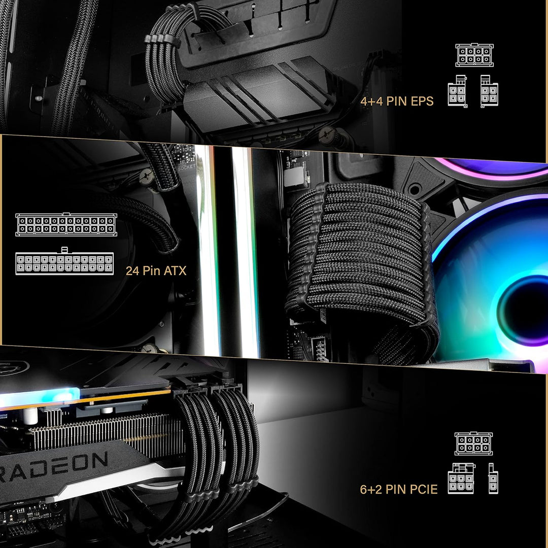 EZDIY-FAB PSU-Kabelverlängerung, ummantelt, benutzerdefiniertes Mod, GPU, PC-Netzteil, weiches Nylon