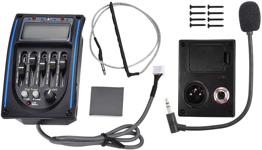 DC 9V Tonabnehmer Preamp Gitarre, 5Band Digitale Gitarre Preamp Piezo Tuner, Digital Tuner Pickup Eq