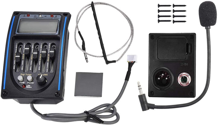 DC 9V Tonabnehmer Preamp Gitarre, 5Band Digitale Gitarre Preamp Piezo Tuner, Digital Tuner Pickup Eq
