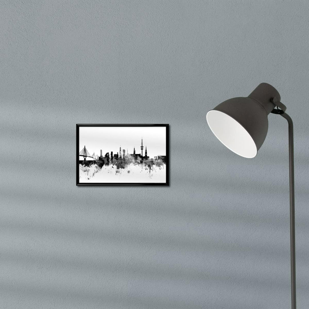 artboxONE Poster mit schwarzem Rahmen 30x20 cm Städte Skyline Hamburg - Bild Hamburg Hamburg minimal