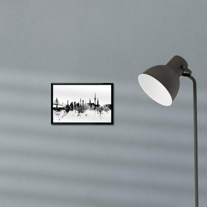 artboxONE Poster mit schwarzem Rahmen 30x20 cm Städte Skyline Hamburg - Bild Hamburg Hamburg minimal