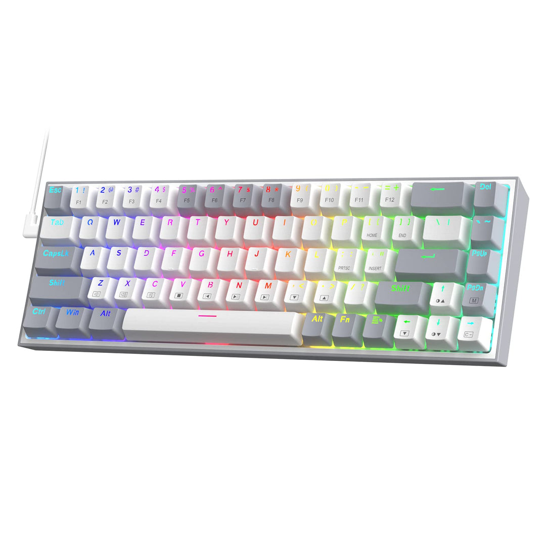 Redragon K631 Gery 65% Kabelgebundene RGB-Gaming-Tastatur, 68 Tasten, Hot-swap-fähige Kompakte Mecha