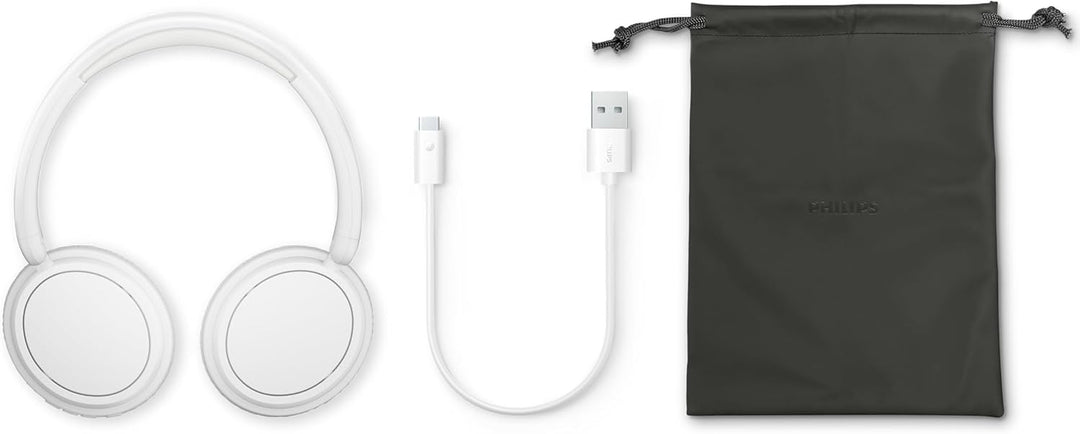 Philips TAH5219WT Leichter ohraufliegender kabelloser Bluetooth-Kopfhörer mit passiver Geräuschisoli