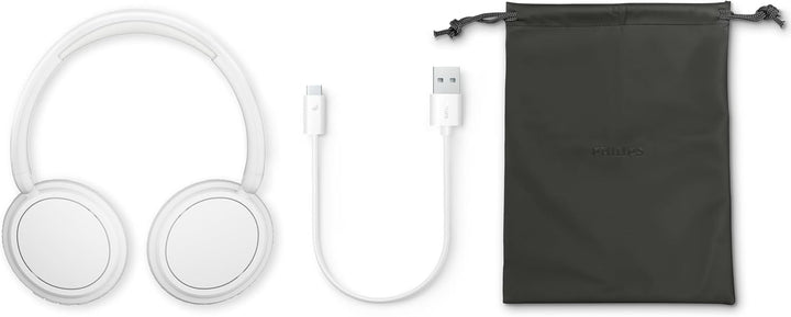 Philips TAH5219WT Leichter ohraufliegender kabelloser Bluetooth-Kopfhörer mit passiver Geräuschisoli