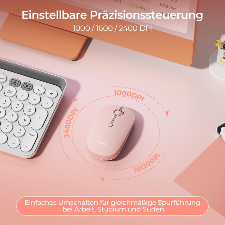seenda MOU001 Bluetooth Maus, USB + Dual-Bluetooth 3 Geräte Verbindung, Maus Kabellos mit 3 DPI-Stuf