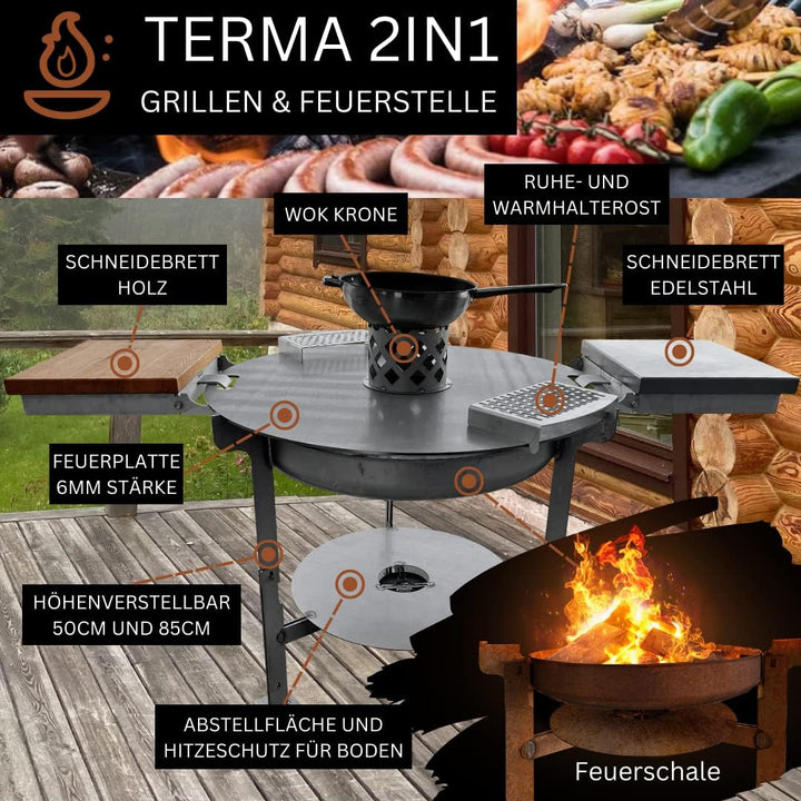 Terma Zubehör Schneidebrett Holz Outdoor Küche, plancha Platte, feuerplatte Grill, Ablage für Feuerp