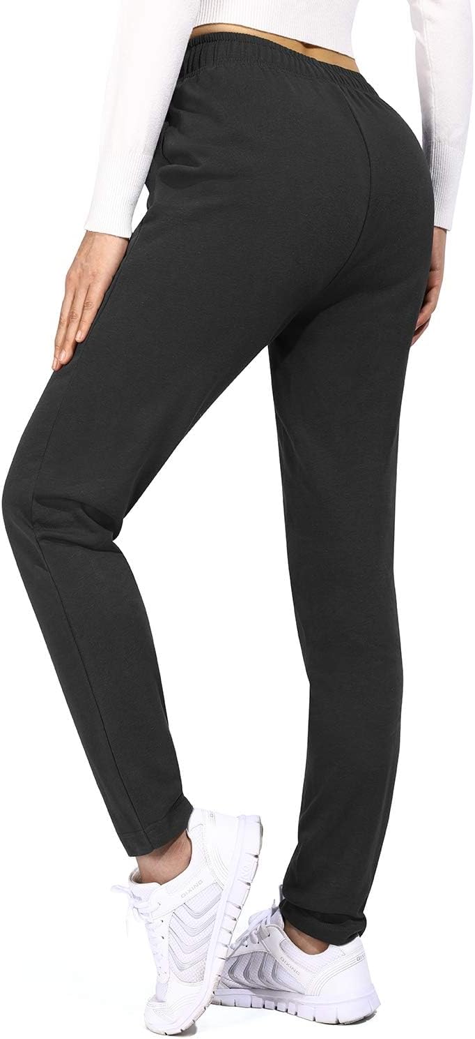 OUGES Jogginghose Damen Sporthose Lang Hose Baumwolle Freizeithose Trainingshose mit Taschen für Fra