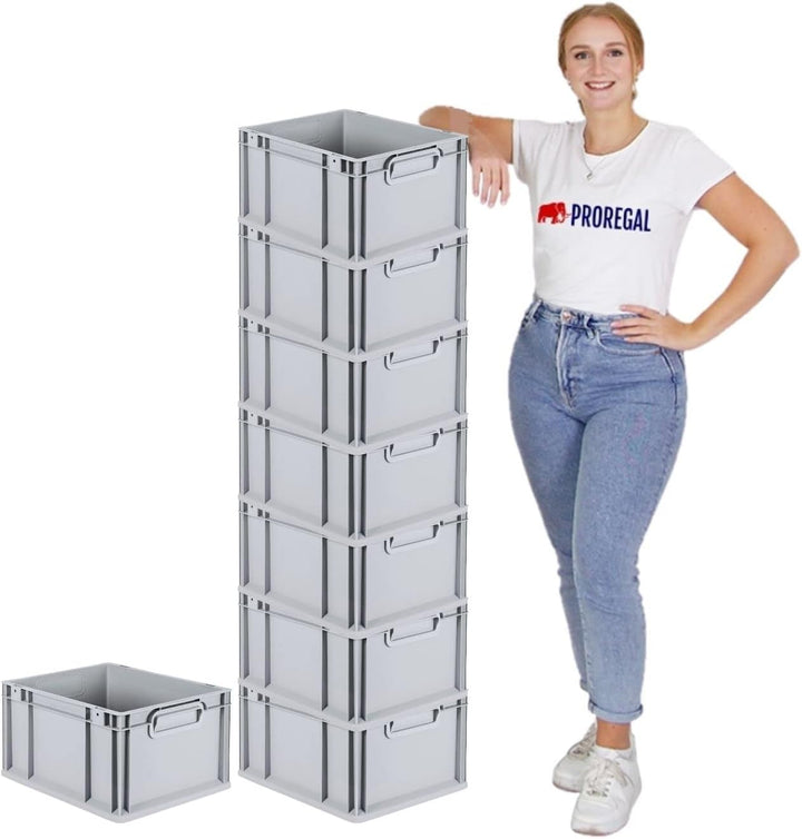 PROREGAL SuperSparSet 8x Eurobox NextGen Economy mit Auflagedeckel und 4x Schiebeschnappverschlüsse
