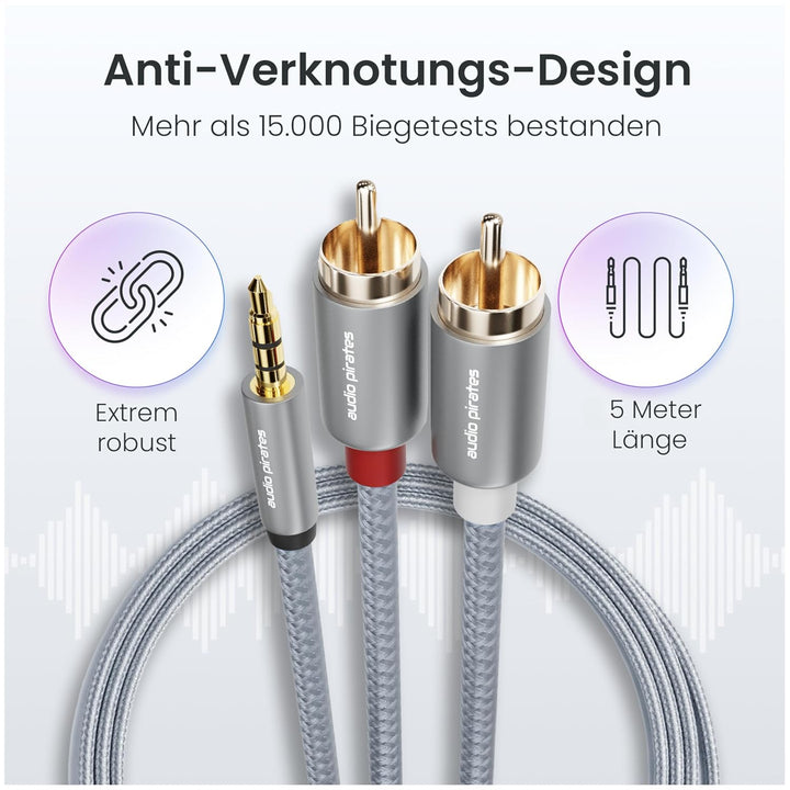 audio pirates Klinke auf Cinch | RCA-Kabel | 3,5mm-Klinkenkabel auf 1x Cinch-Kabel | Audio-Kabel für