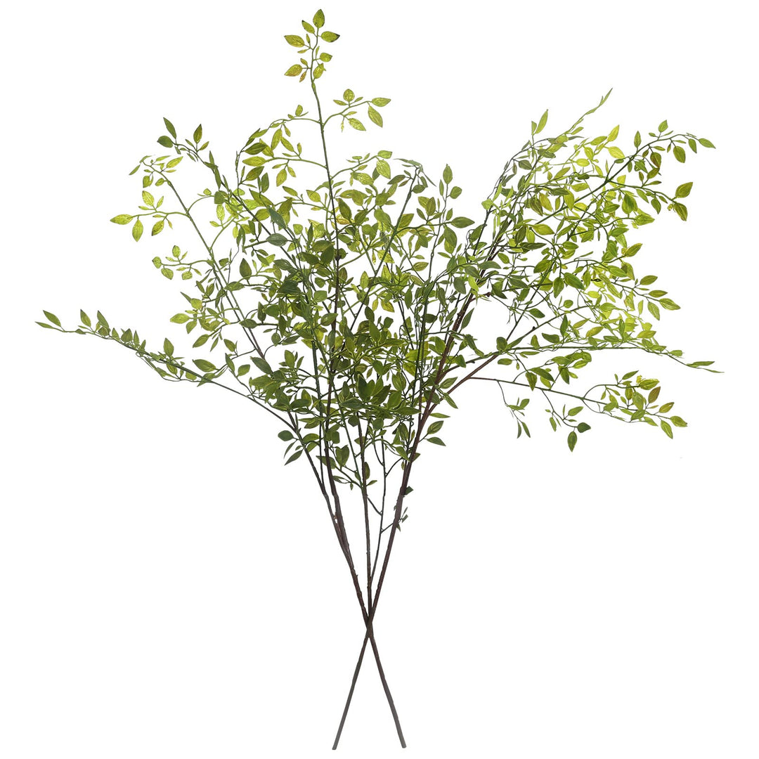 Melorca&amp;Guilla Künstliche Pflanzen, 110 cm, grüne Nandina-Zweige für Vase, künstliche Pflanzen für G