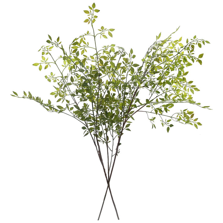 Melorca&amp;Guilla Künstliche Pflanzen, 110 cm, grüne Nandina-Zweige für Vase, künstliche Pflanzen für G