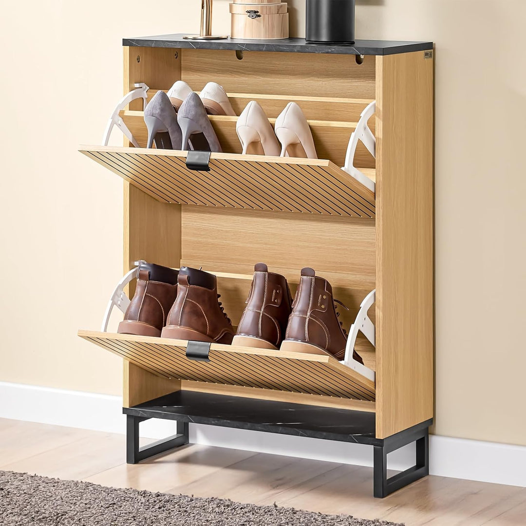 SoBuy Schuhschrank schmal schuhkipper – platzsparendes Schuhregal mit Klappen für Flur & Kommode – m