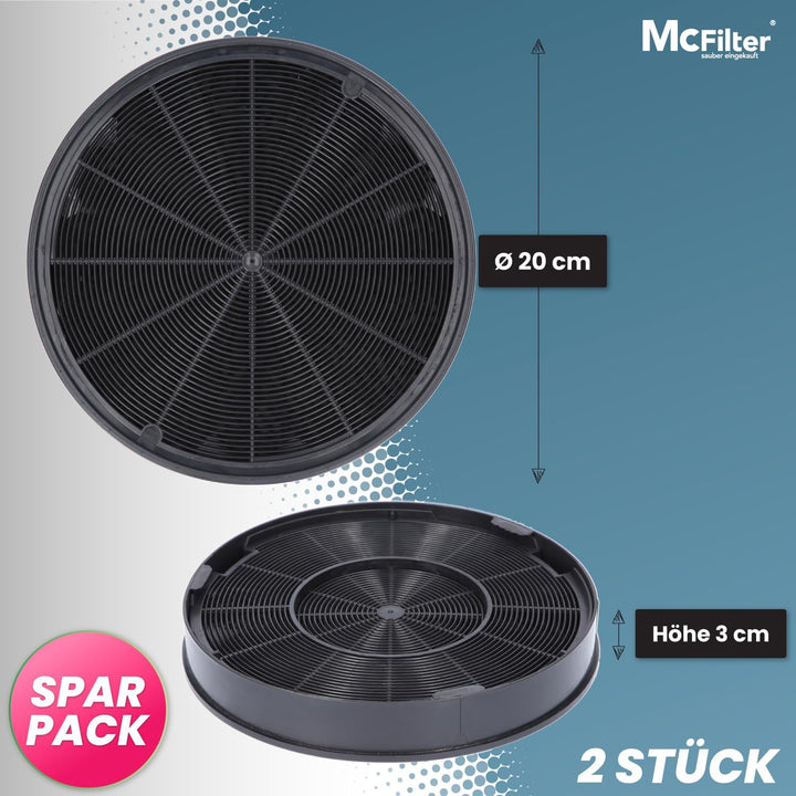 2x Aktivkohlefilter Ø 200mm, EFF62, 2er Set für Dunstabzugshaube geeignet für Kohlefilter Franke 112